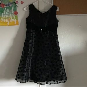 Size 16 Fancy Girls Black Polka Dots Dress